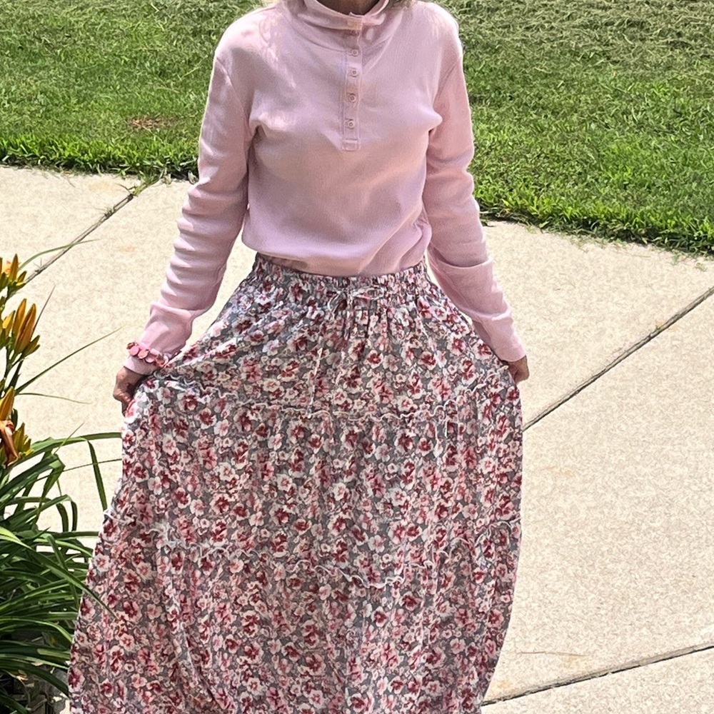 Floral Tiered Maxi Skirt High Waist